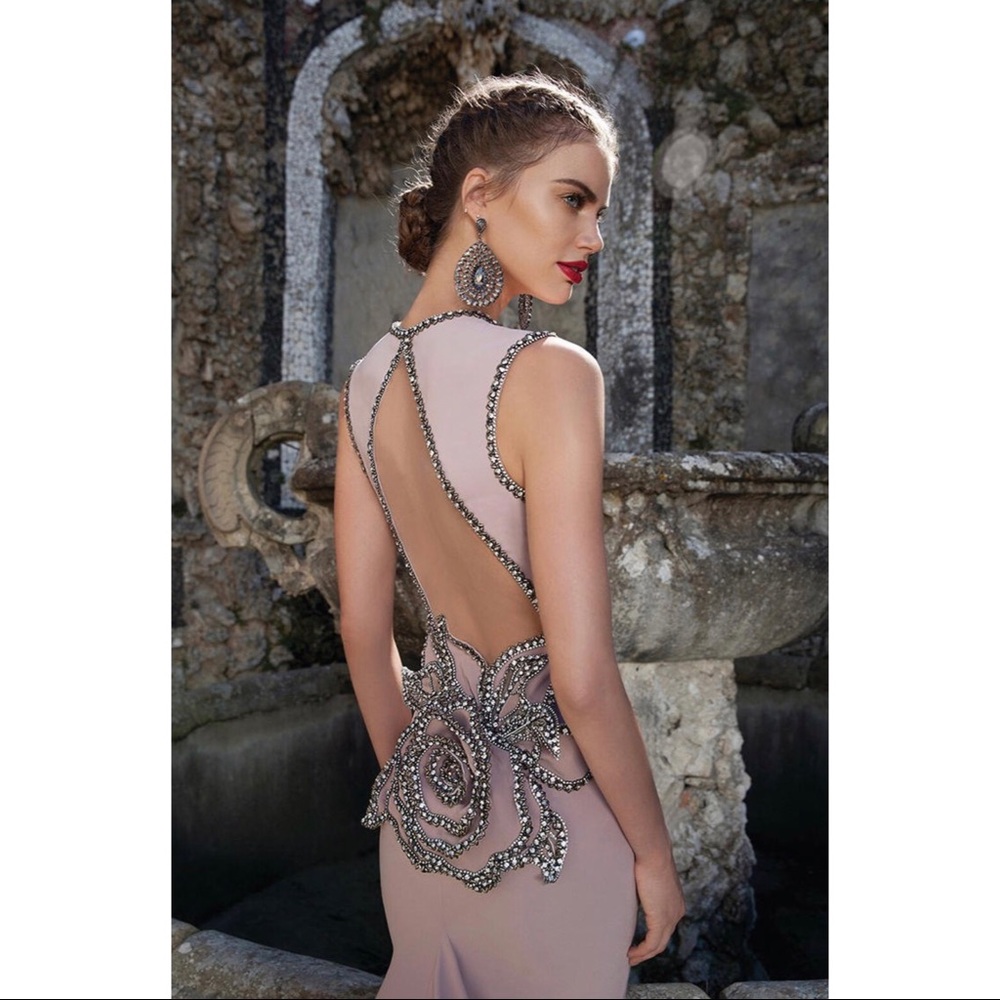 Tarik Ediz 92607 Flower Back Dress